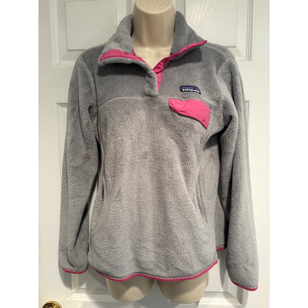 Patagonia Womens Re-Tool Snap-T Polartec Fleece Pullover Grey Pink S Gorpcore